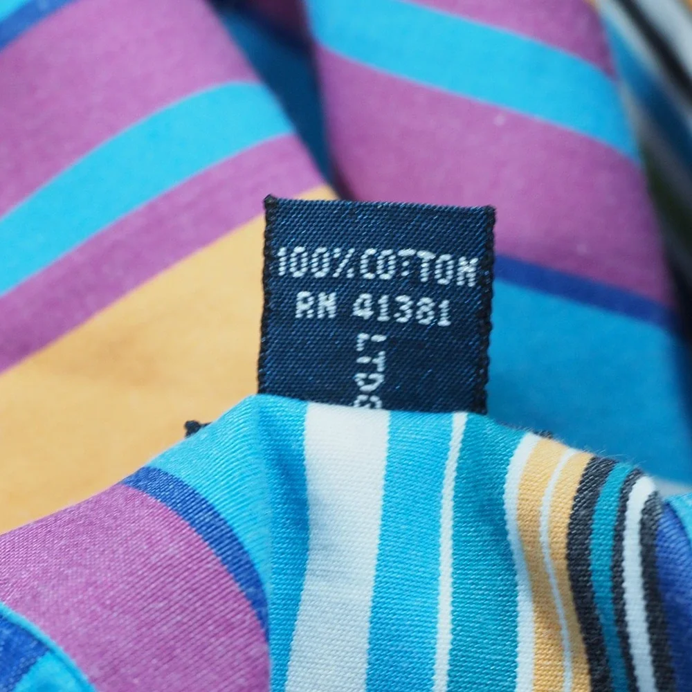 Polo Ralph Lauren Men Large Regent Blue Stripe Long Sleeve Vintage 90s Button Up